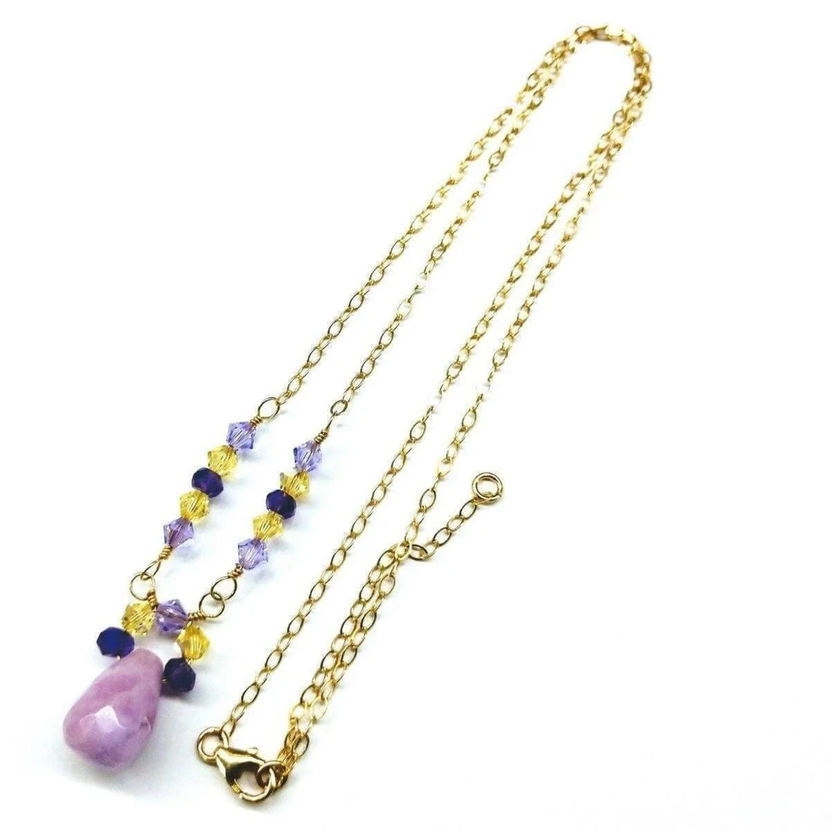  LavenderLuxe Jade Gold Drop Necklace 