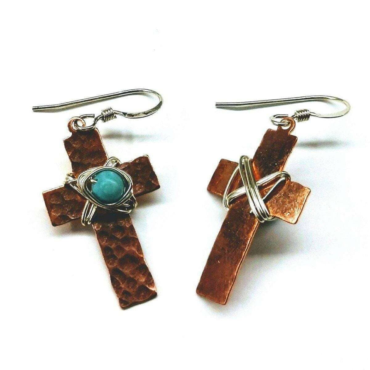 TurquoiseCross Copper Earrings 