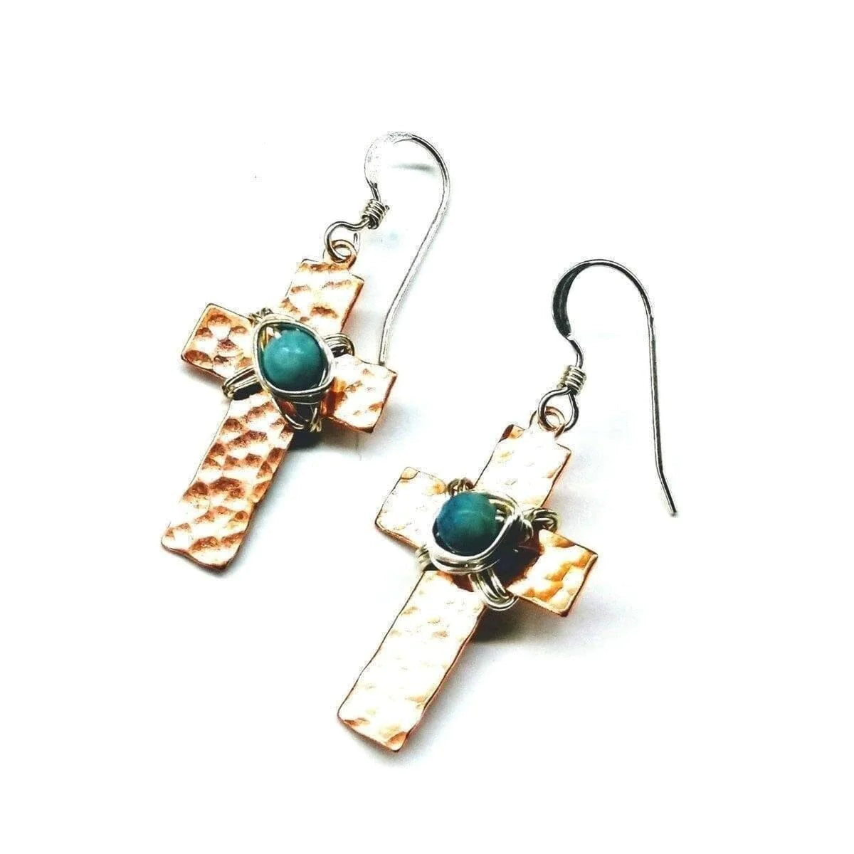 TurquoiseCross Copper Earrings 