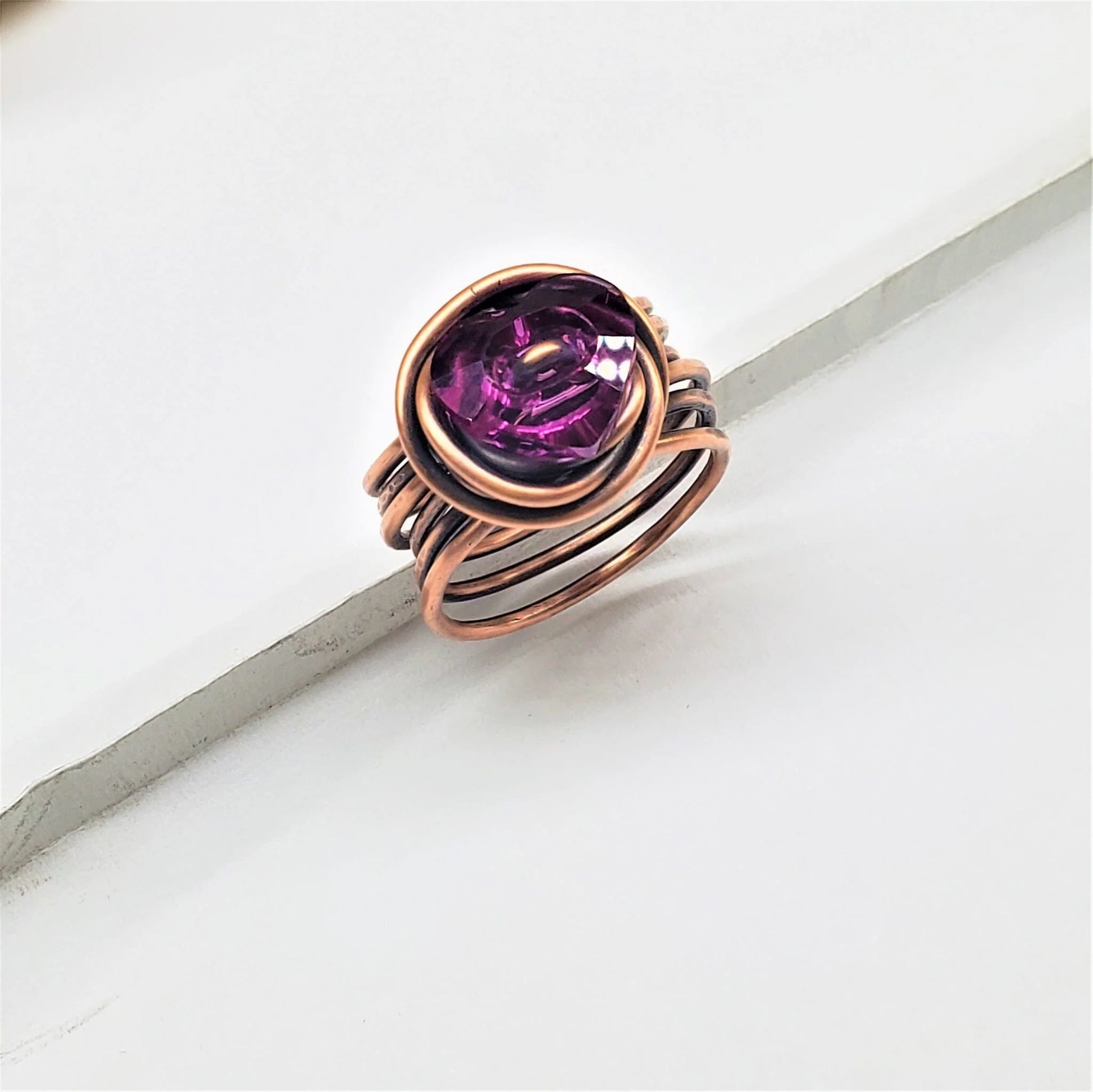 HeartFusion Copper Glam Ring