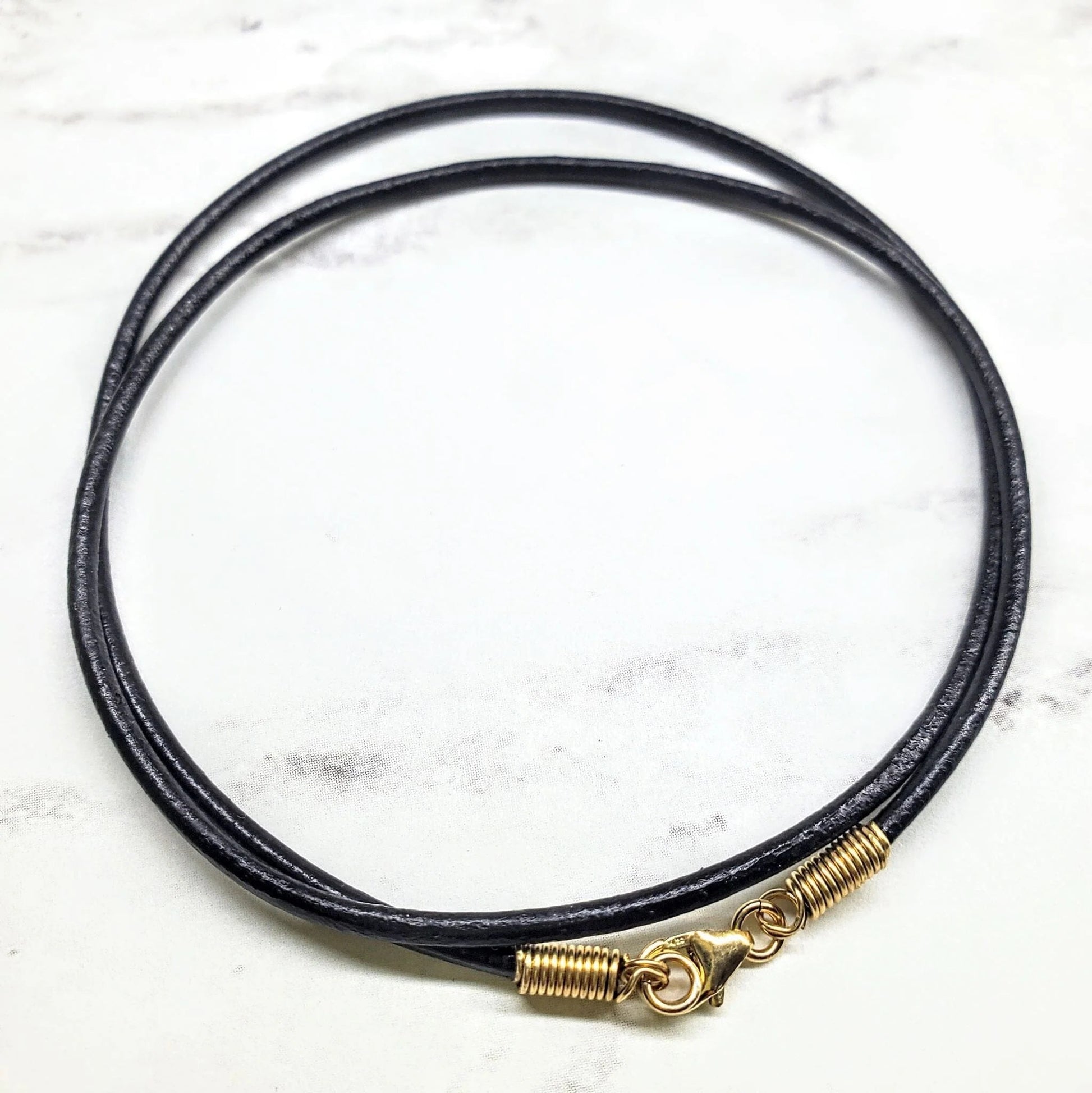 EternaLuxe Black Leather Necklace - Handmade Various Lengths 