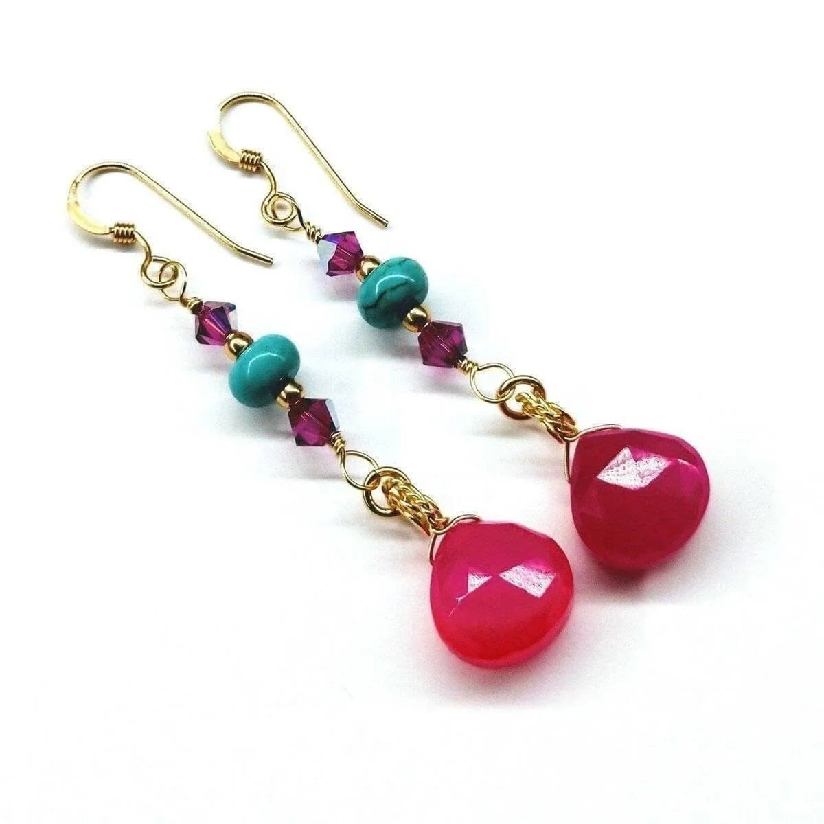 TurquoiseBlush Gold Gemstone Earrings