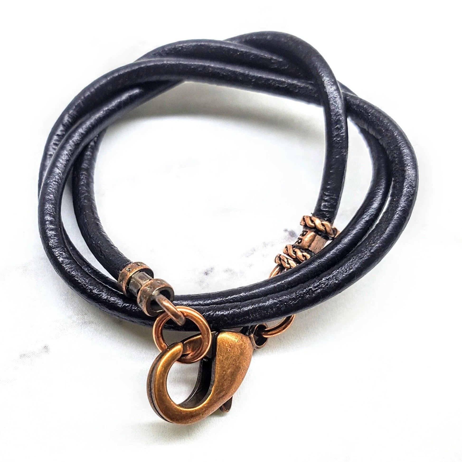 EternaLuxe Black Leather Necklace - Handmade Various Lengths 