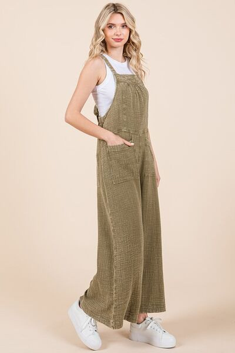 Mittoshop Textured Wide Leg Overalls