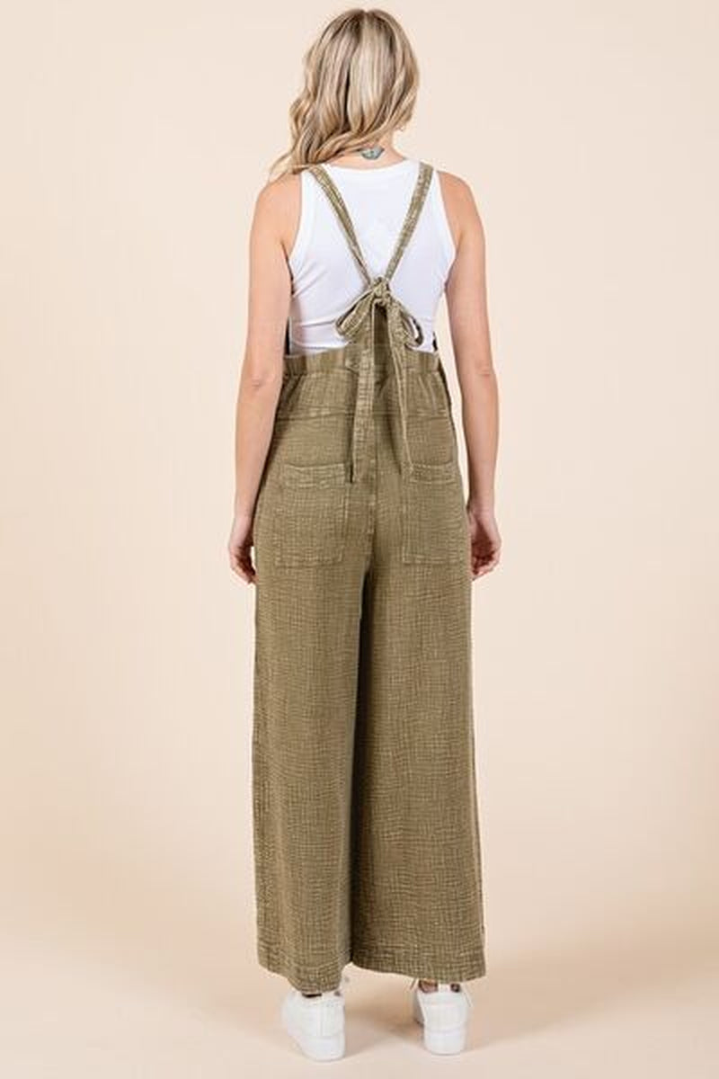 Mittoshop Textured Wide Leg Overalls