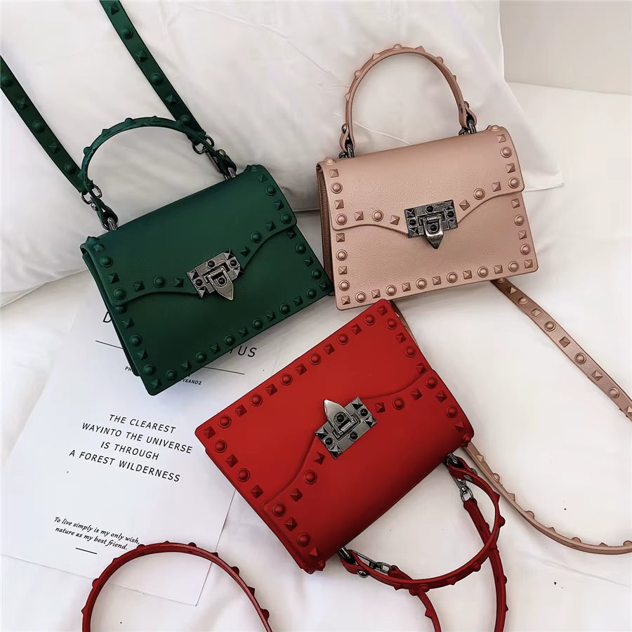 High Quality Women PVC Handbags Fashion Ladies Shoulder Bag Luxury Designer Crossbody Bags for Women Small Rivet Messenger Bags (022)