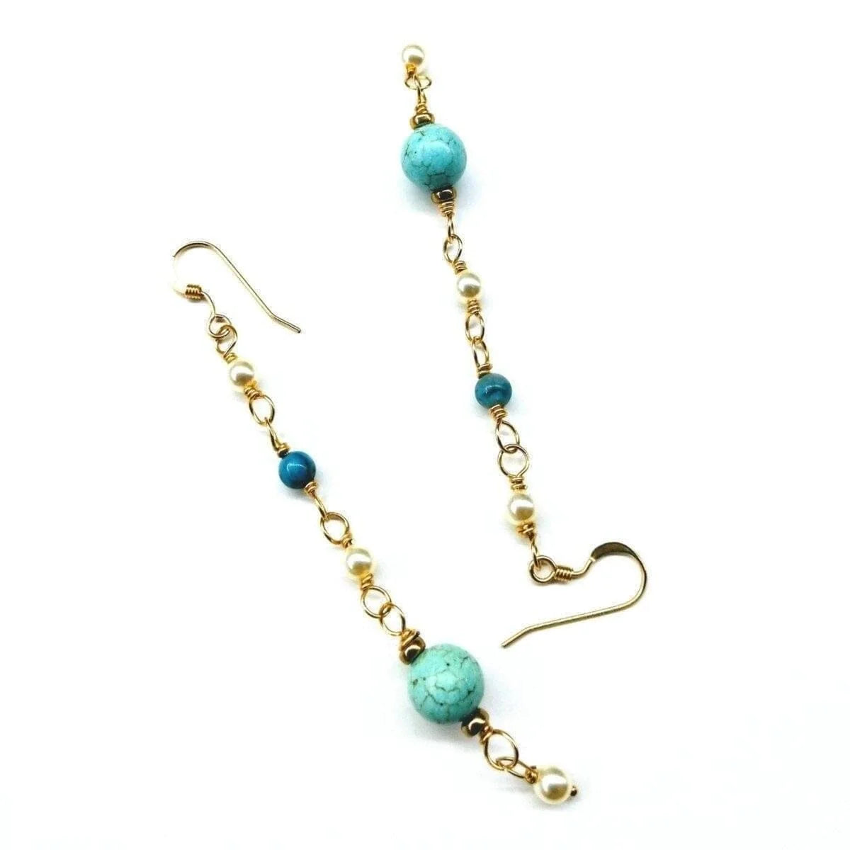 AquaLuxe Gold Pearl Earrings Long 14 K Gold 