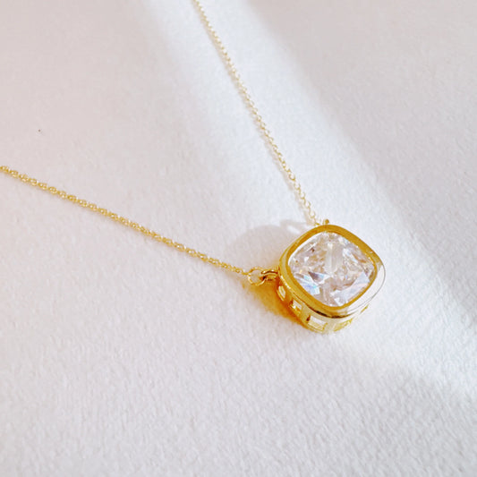 Cushion Cut Bezel Diamond Necklace