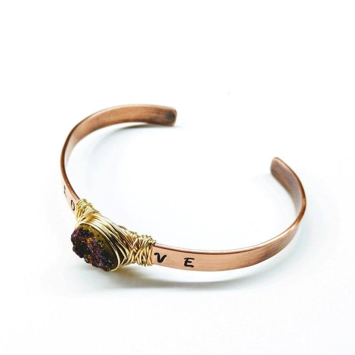 LoveAura Druzy Gold Copper Cuff 