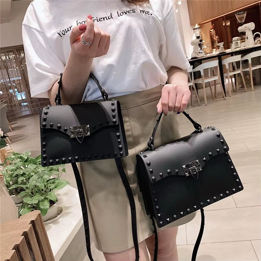 High Quality Women PVC Handbags Fashion Ladies Shoulder Bag Luxury Designer Crossbody Bags for Women Small Rivet Messenger Bags (022)