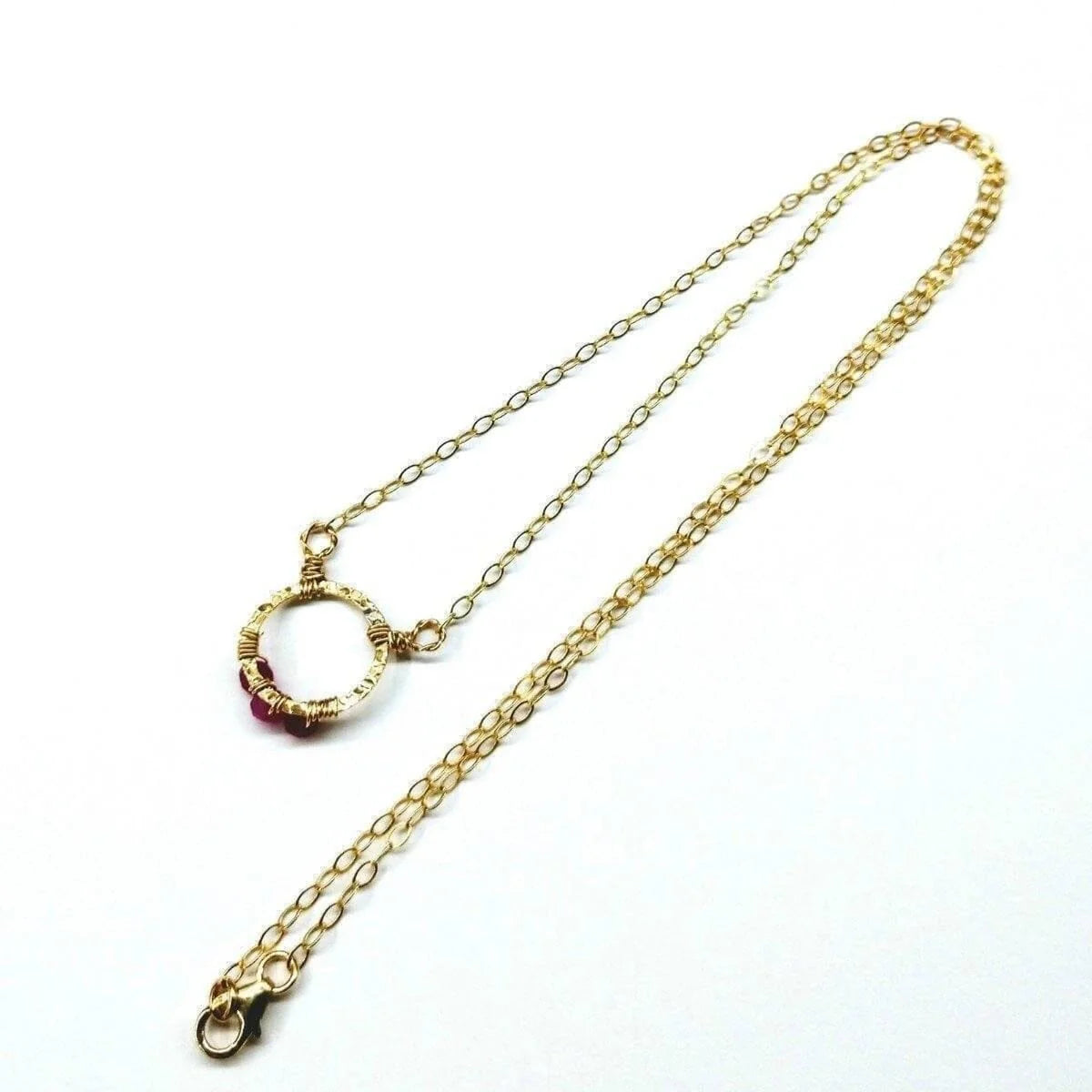 Blush Pink Chalcedony Gold-Filled Circle Pendant Necklace