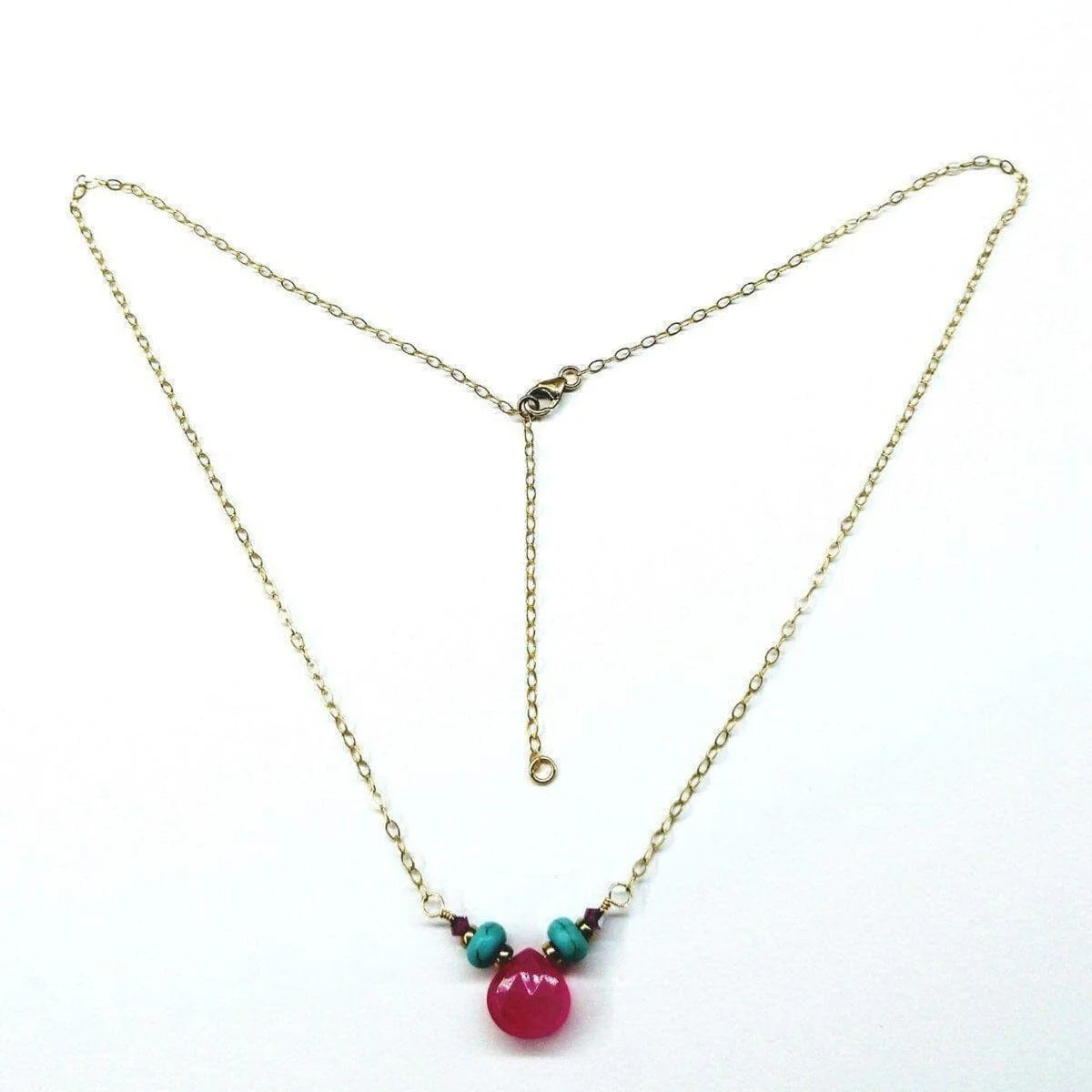 TurquoiseBlush Gold Drop Necklace