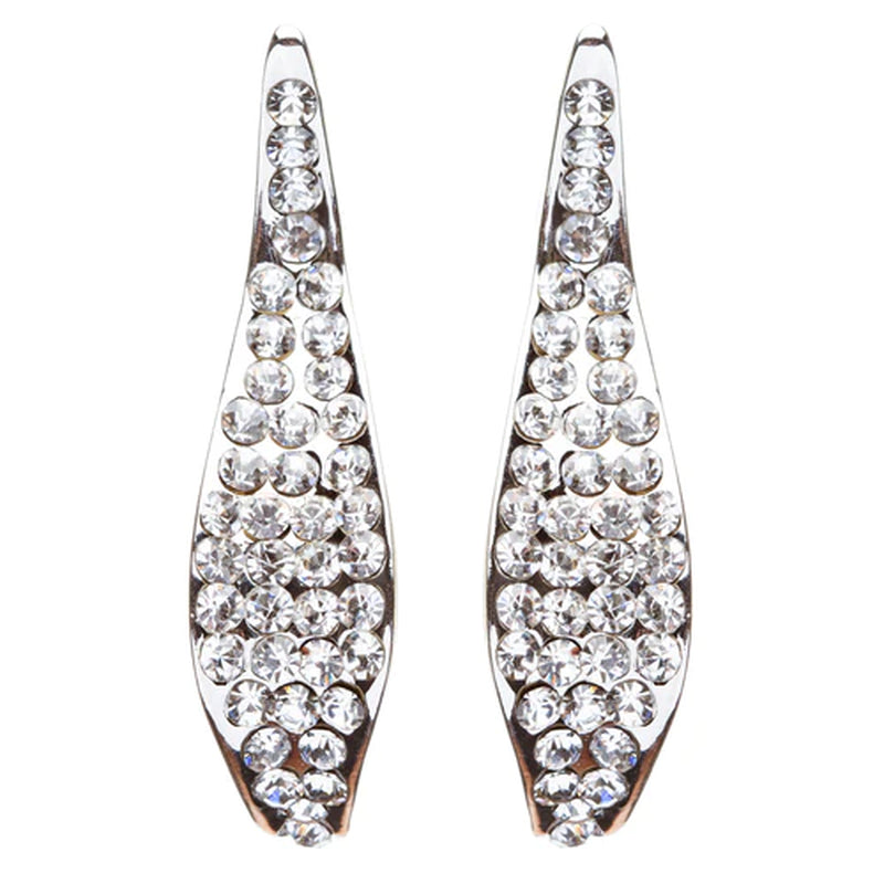 Bridal Wedding Jewelry Rhinestones Wave Earrings Silver