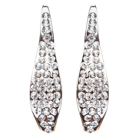 Bridal Wedding Jewelry Rhinestones Wave Earrings Silver