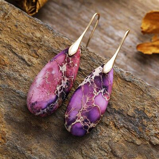 Teardrop Shape Natural Stone Dangle Earrings