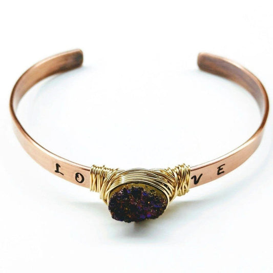 LoveAura Druzy Gold Copper Cuff 