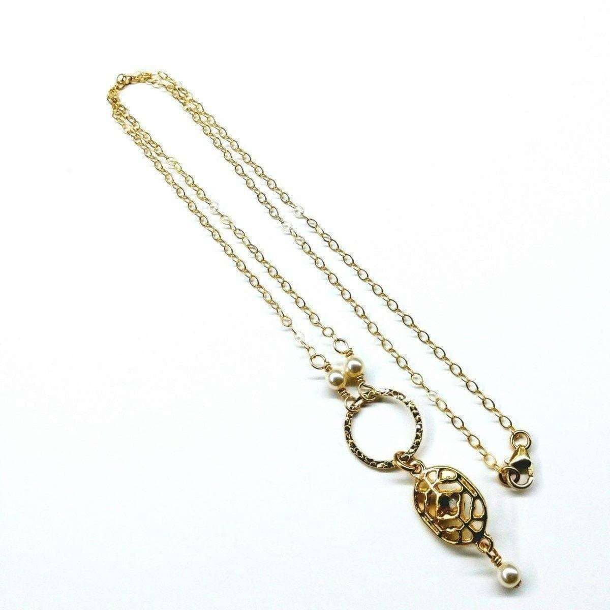 Gold-Filled Textured Open Ring Filigree Pendant Necklace