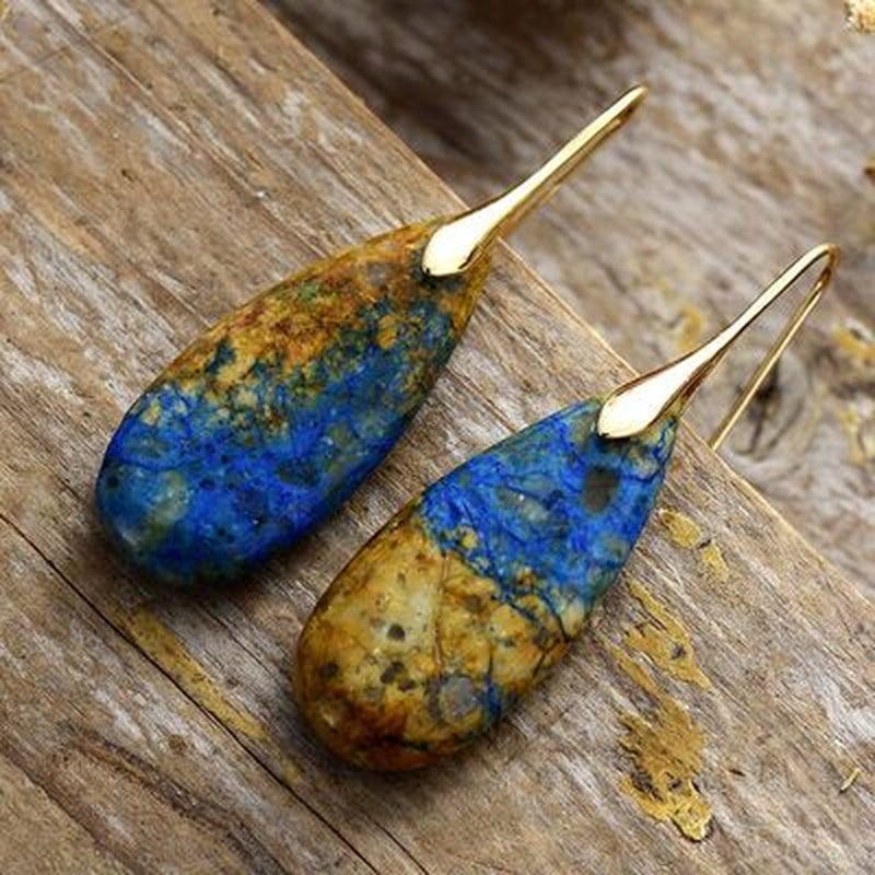 Teardrop Shape Natural Stone Dangle Earrings