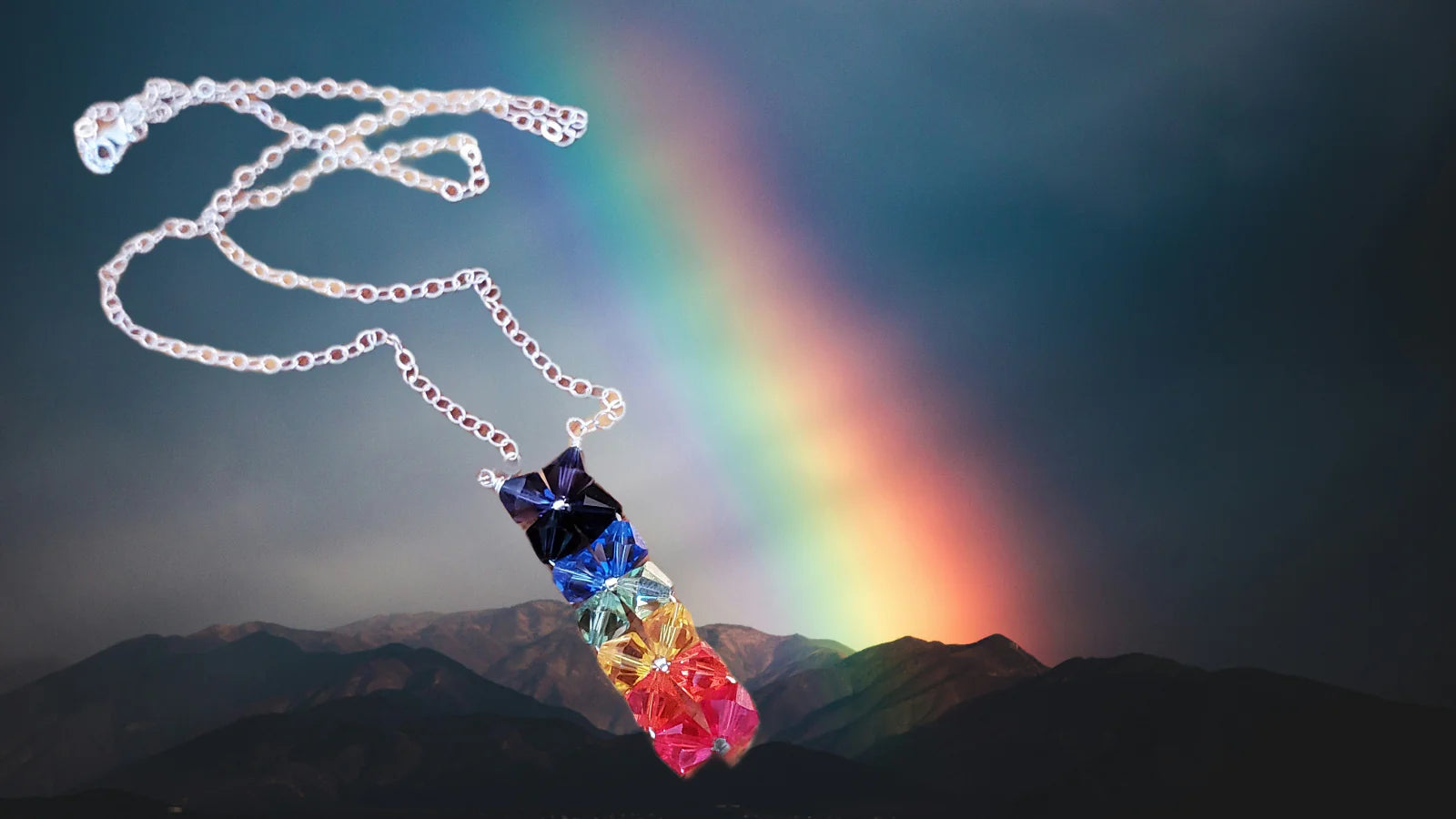 Handmade True Rainbow Crystal Rock Candy Necklace