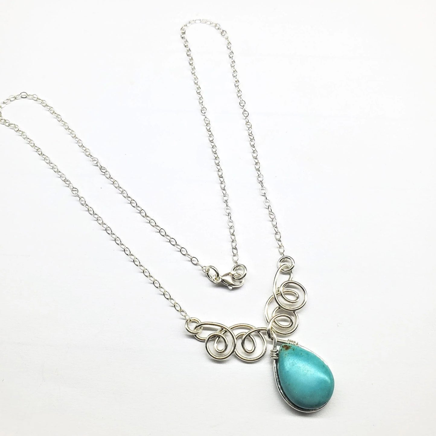 As Seen on TV  TurquoiseGlimmer Silver Drop Necklace 