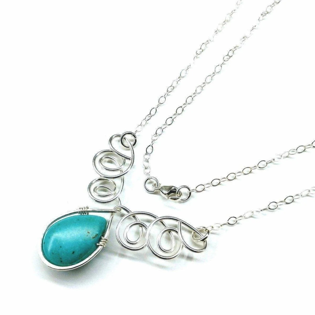 As Seen on TV  TurquoiseGlimmer Silver Drop Necklace 