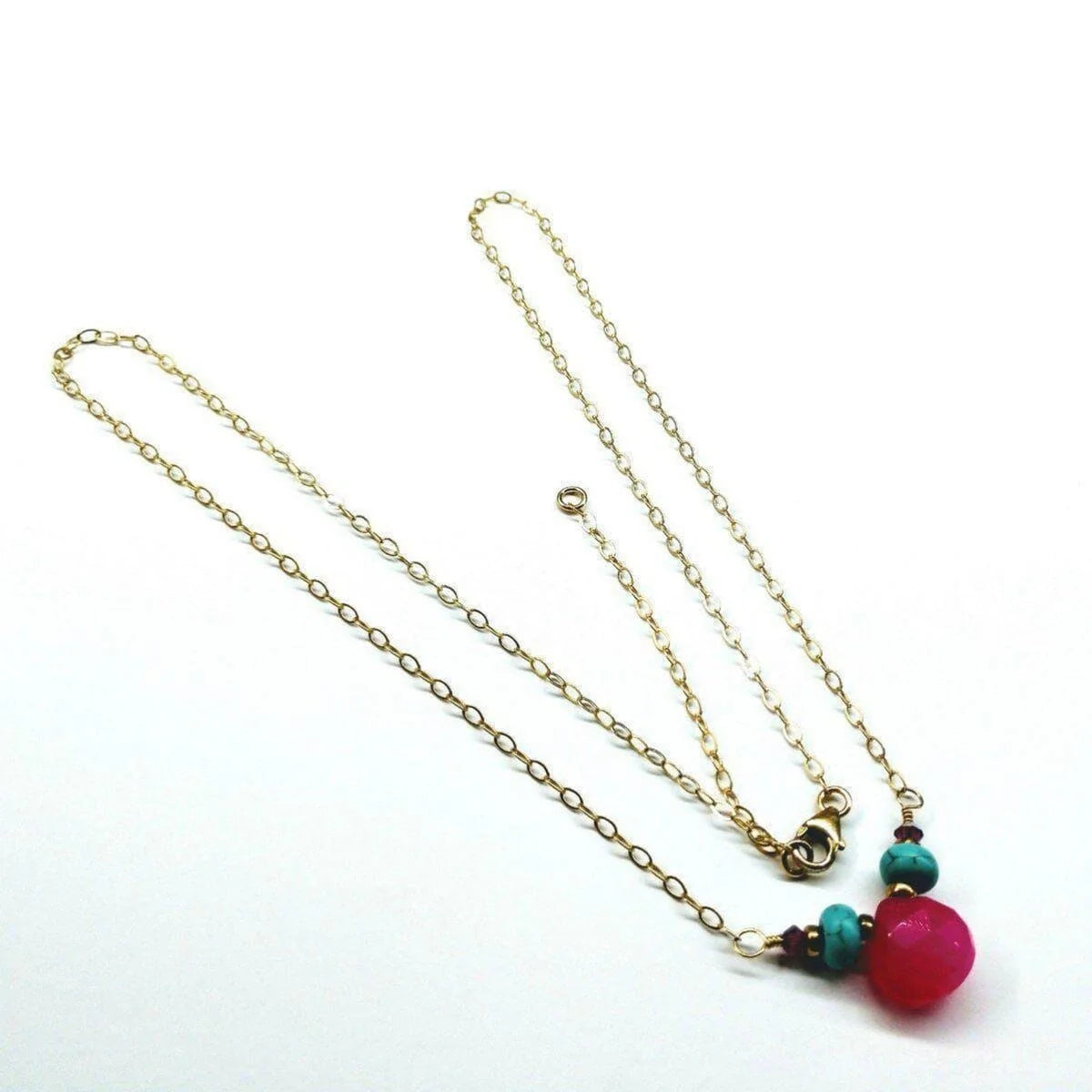 TurquoiseBlush Gold Drop Necklace