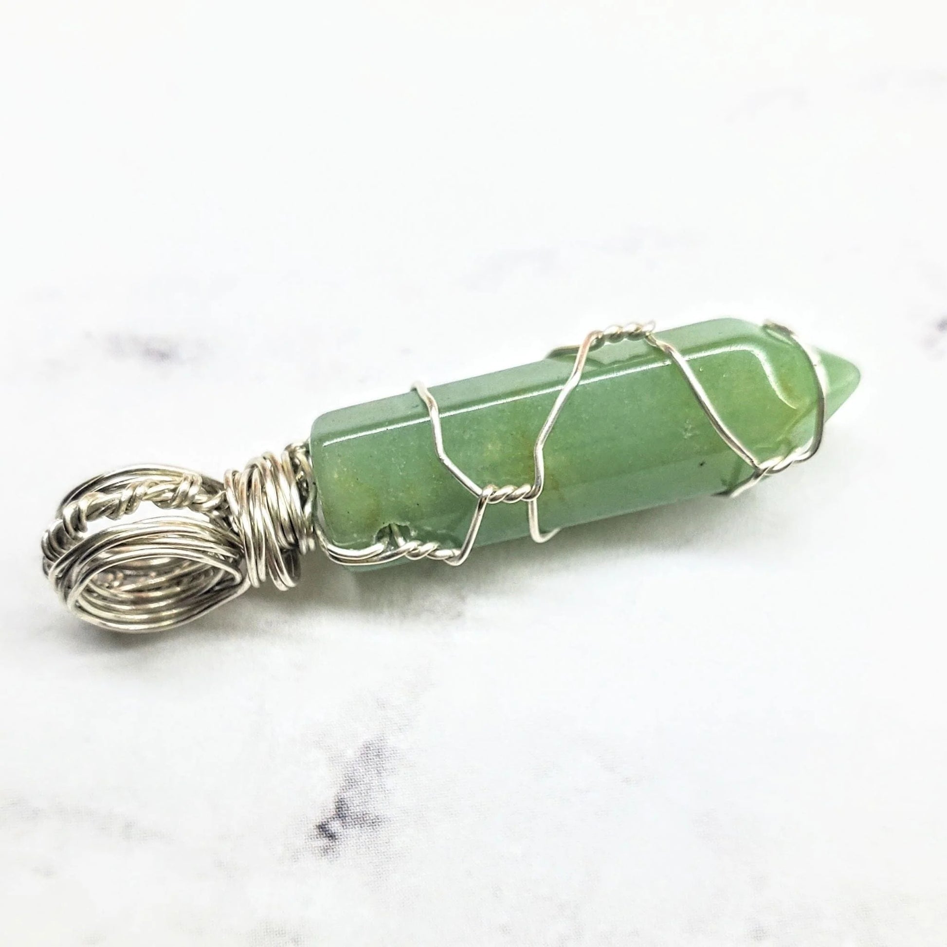 Sterling Silver Messy Wire Wrap Gemstone Pointed Crystal Pendant